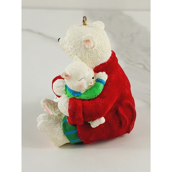 Christmas Tree Ornament AGC Teddy Bear w/ Baby 2 3/4" To My Dad Figurine 20s Vtg - Picture 5 of 16